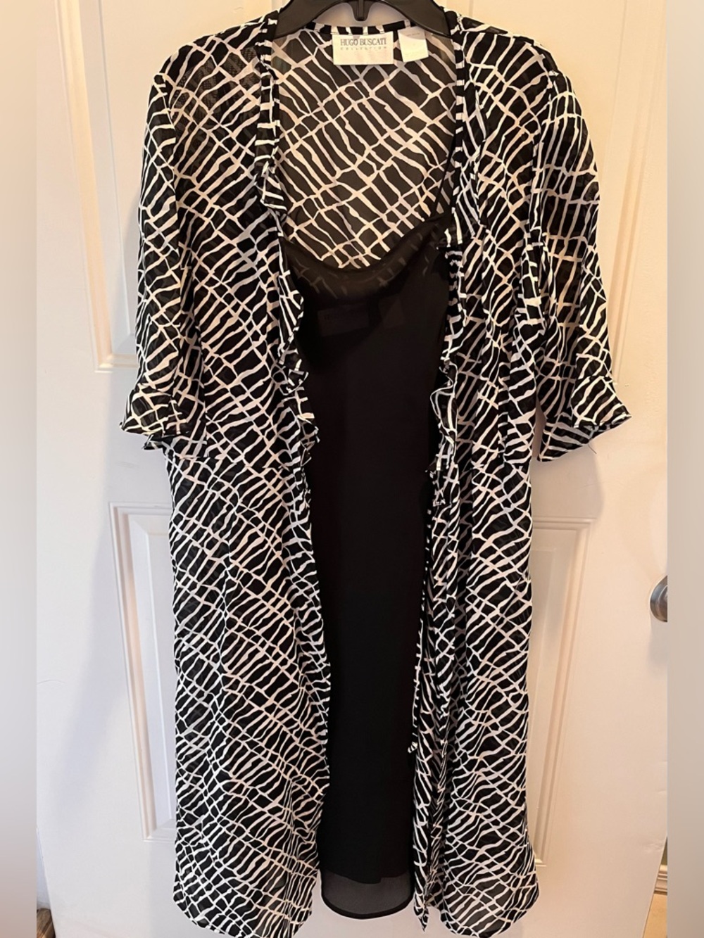 Hugo Buscatti Black and White Geometric Duster